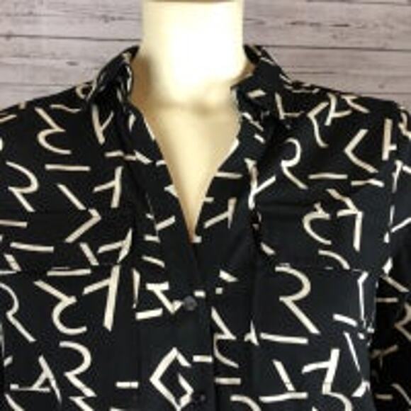 NWT Milk & Honey black & cream Abstract blouse size small - Picture 3 of 11